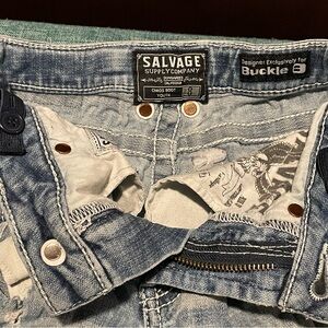 Kids Salvage Chaos Boot Blue Jeans 8  (needs patch work)